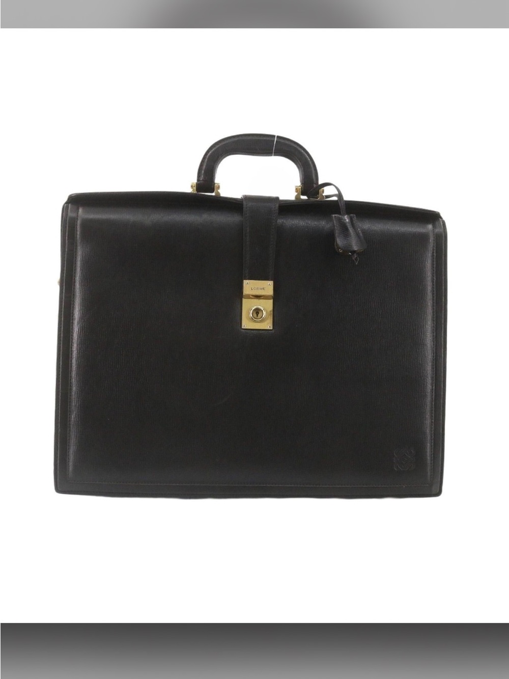Vintage Loewe Black Leather Business Bag